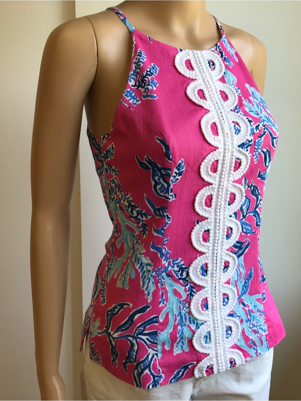 Final sale New Lilly Pulitzer Annabelle capri samba pink coral cotton top